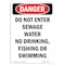 Signmission OSHA Danger Sign, 10" Height, Rigid Plastic, Portrait Do Not Enter Sewage Water, Portrait OS-DS-P-710-V-1861 - alternate 1